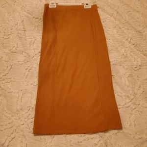 Forever 21 Yellow Rib Knit Pencil Midi Skirt Size M